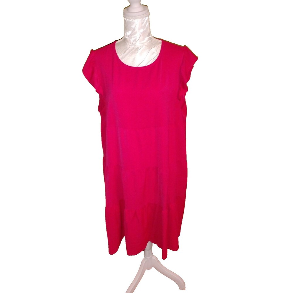 Kirundo XL Shift Dress Tiered Skirt Fuscia Feminine,